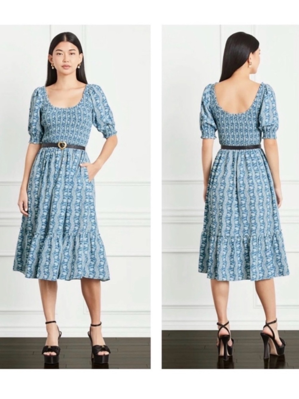 Hill House Nap Dress Blue Floral Smocked Maxi Dress - Women's - Picture 11 of 11